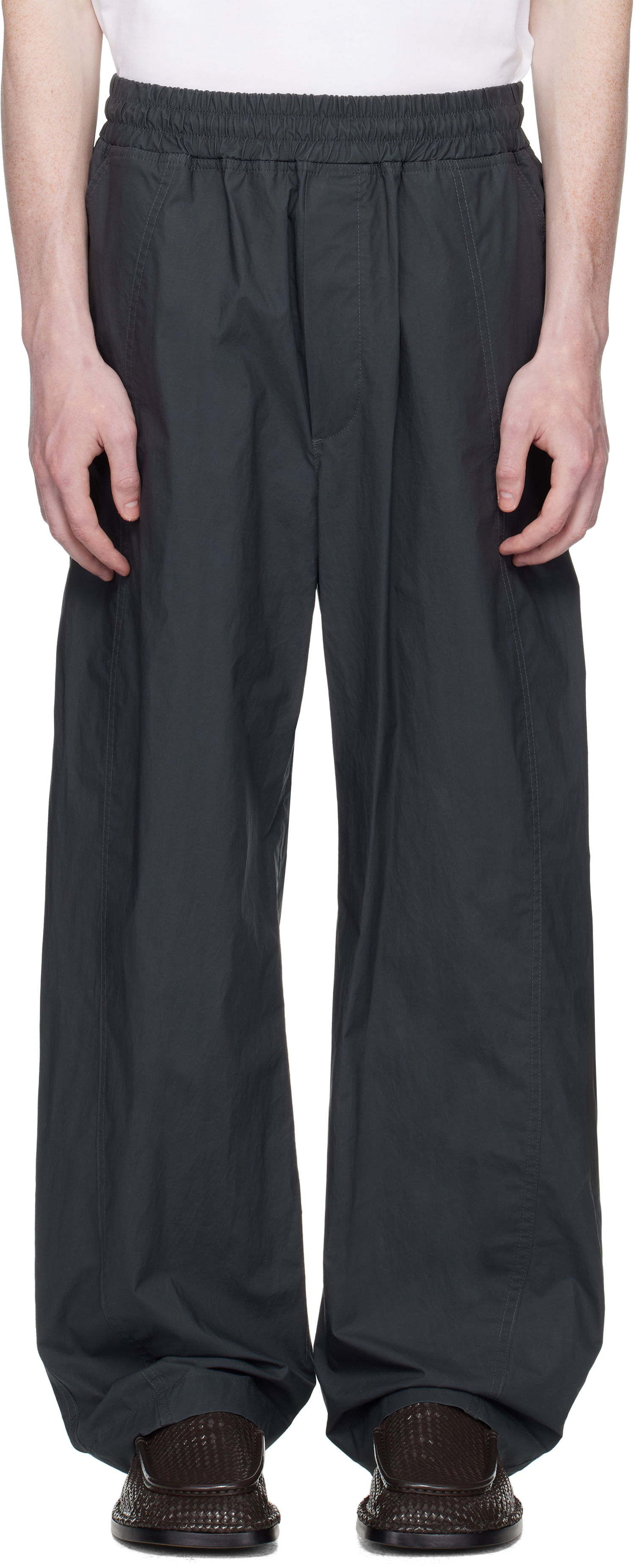 Nohavice Bottega Veneta Bottega Veneta Resinated Cotton Trousers Šedá | 826832V5D201592, 0