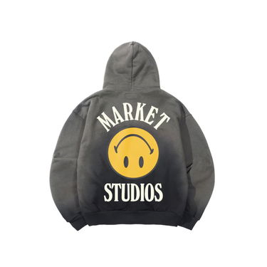 Mikina MARKET Smiley Upside Down Lock-up Hoodie Čierna | HD0386-BLACK, 2