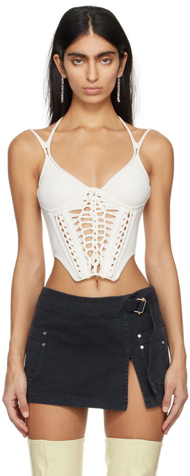 Tielko Dion Lee Braided Corset Top Biela | A7774PS24, 0