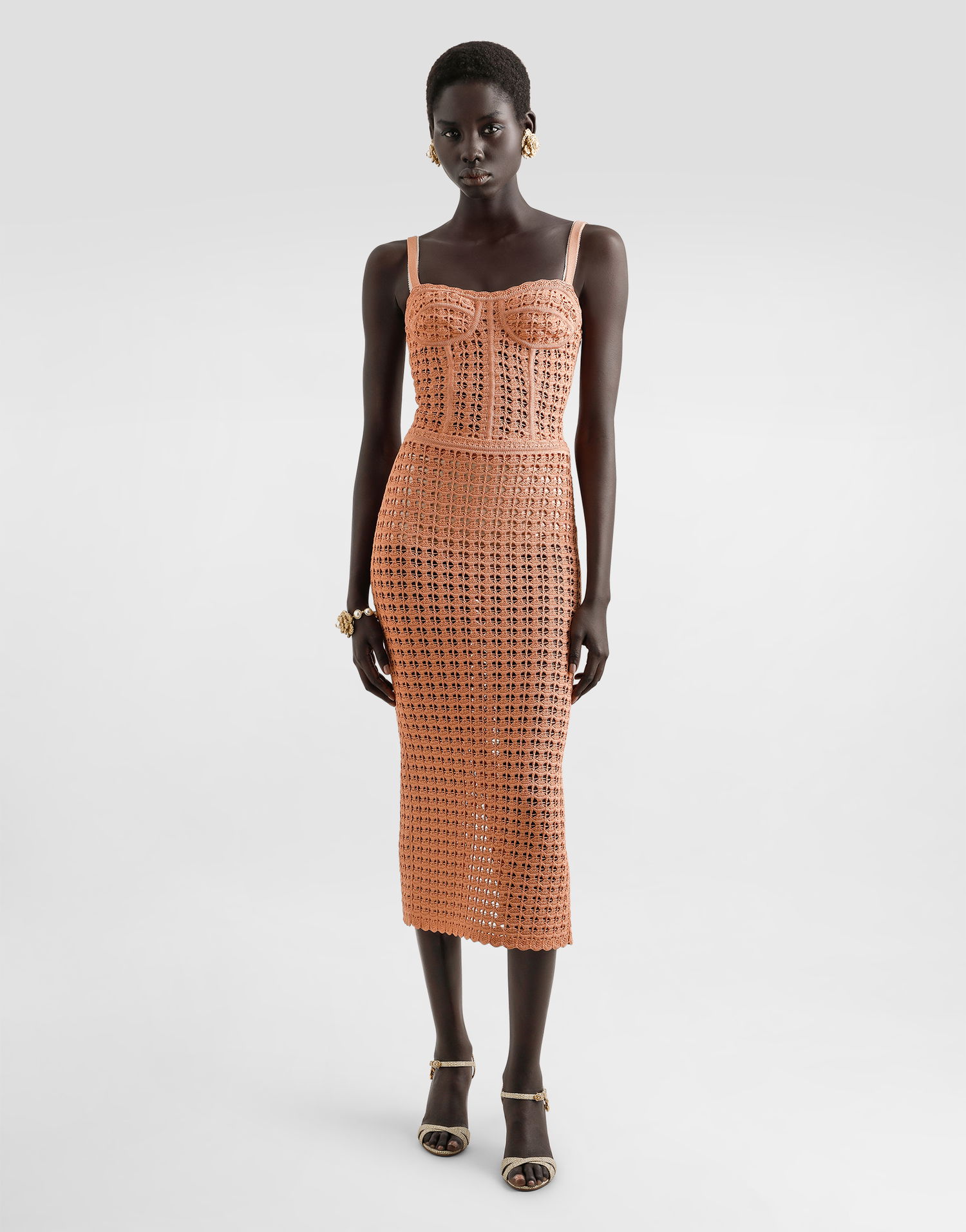 Tielko Dolce & Gabbana Dolce & Gabbana Crochet Knit Bustier Tank Top Oranžová | FXT70TJGMBHF0938, 1