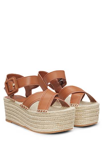 Doplnky BOSS Platform Espadrille Sandals Hnedá | 50542356, 0