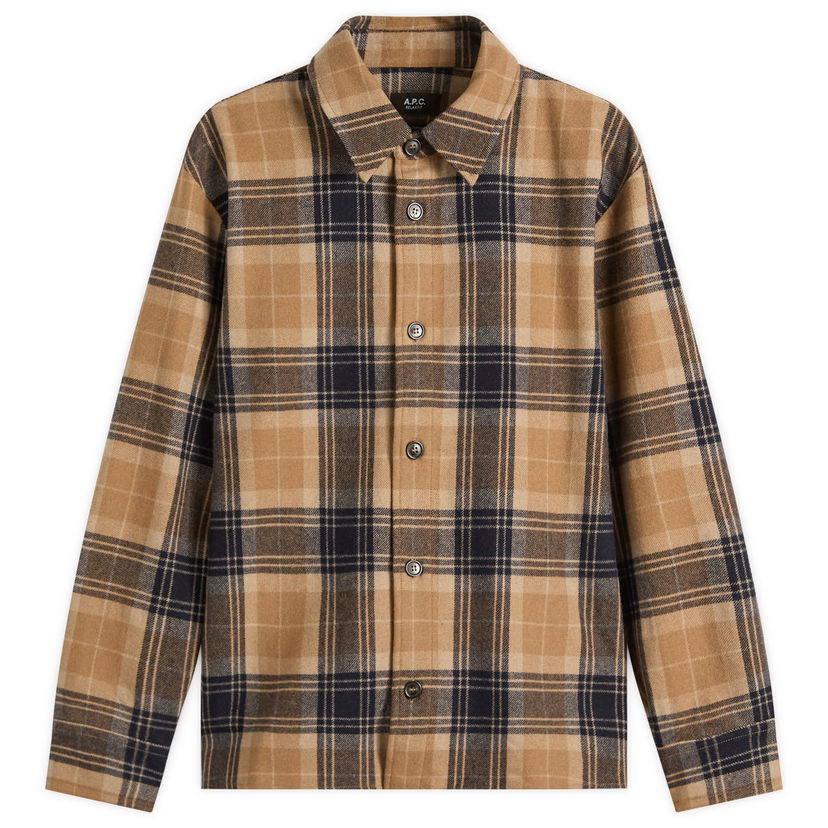 Košeľa A.P.C. A.P.C. Bobby Check Wool Overshirt Hnedá | WOARF-H02884-IAK