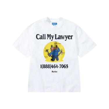 Tričko MARKET Smiley Call My Lawyer Bear T-Shirt Biela | SS0188-WHITE, 1