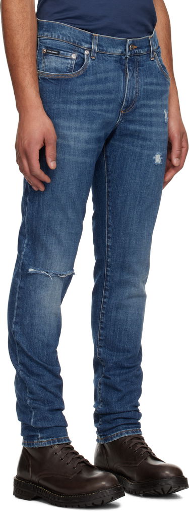 Džínsy Dolce & Gabbana Dolce&Gabbana Slim-Fit Stretch Jeans with Logo Embroidery Modrá | GY07CZG8MX3, 1