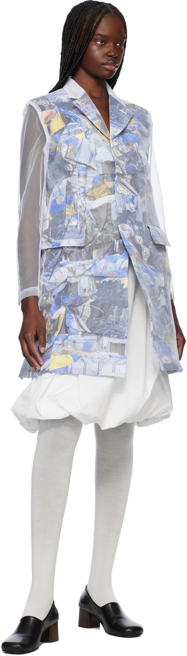 Vetrovka Comme des Garçons Comme des Garçons Layered Mesh Print Jacket Biela | GO-J038-S25, 3
