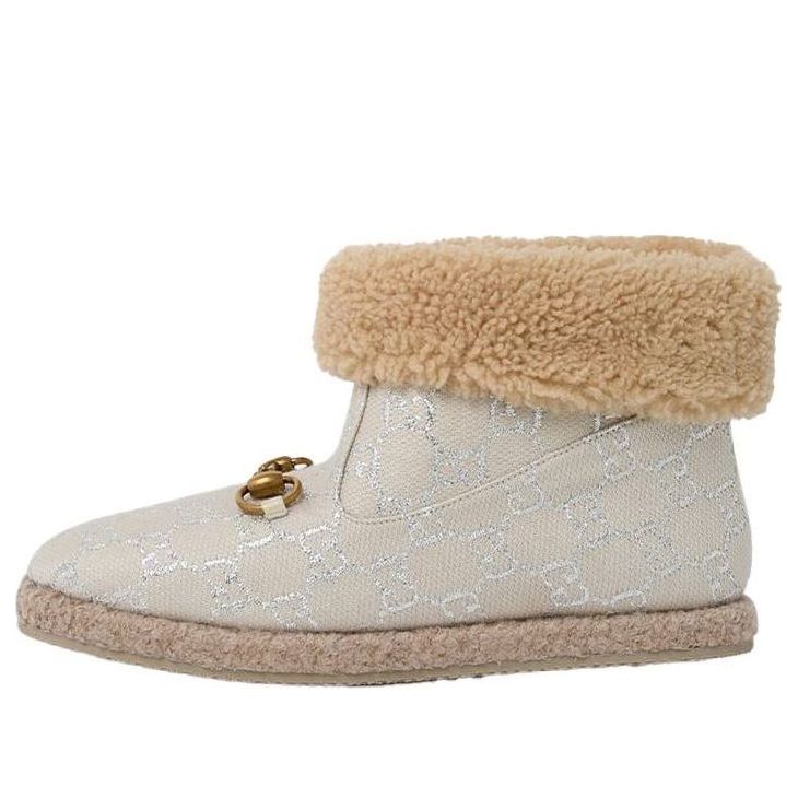 Tenisky a topánky Gucci Canvas Wool Horsebit Ankle Boots Béžová | 629086-2C810-9152, 0