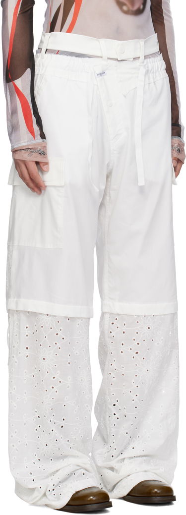 Nohavice Ottolinger Ottolinger Baggy Cargo Pants with Eyelet Hem Biela | 106-200106-01, 1