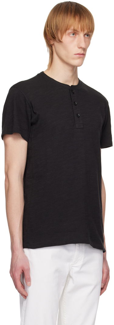 Tričko rag & bone Rag & Bone Classic Cotton Henley T-Shirt Čierna | M000T906G, 4