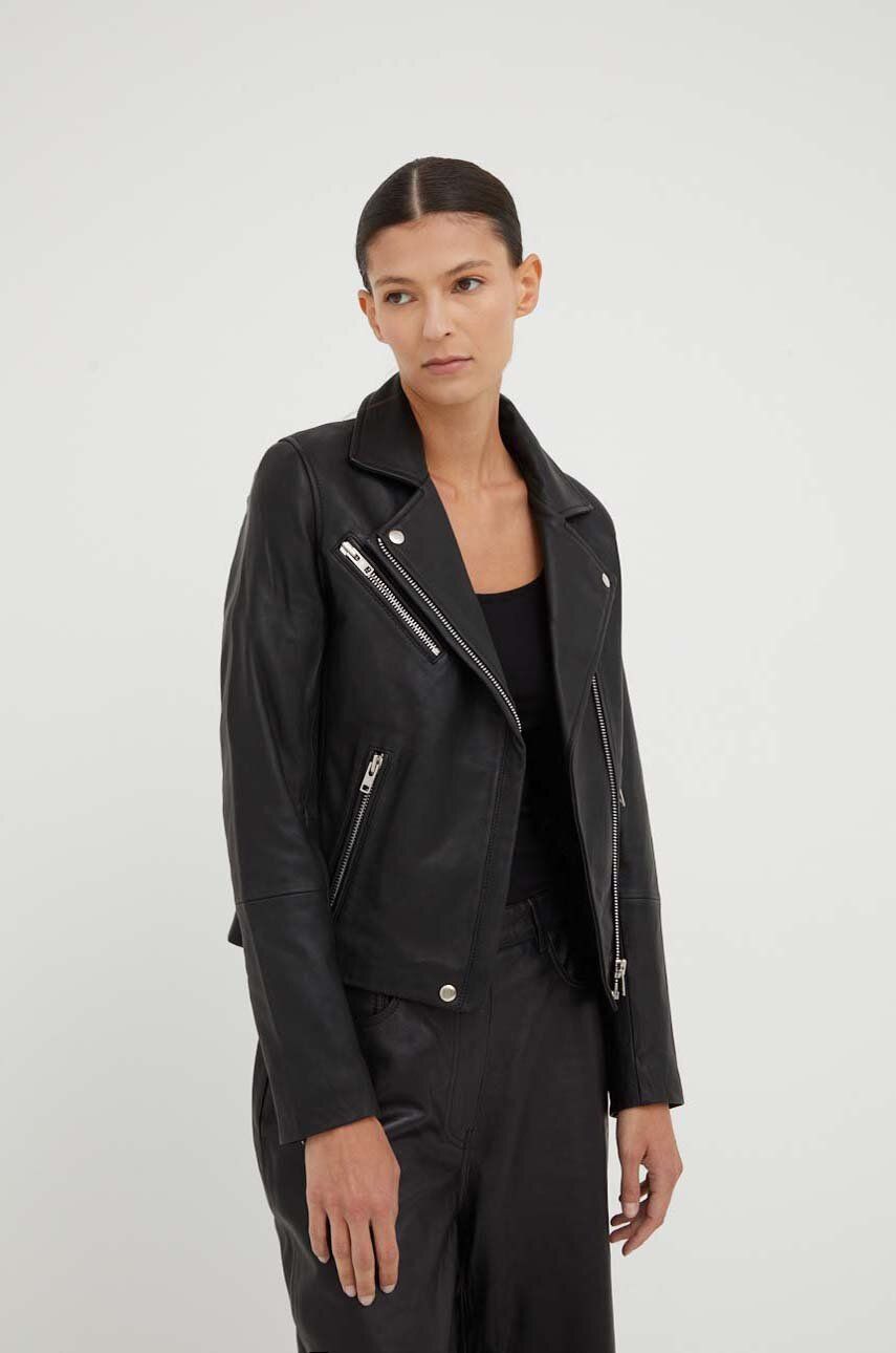 Bunda Samsoe Samsoe Samsoe Samsoe Leather Biker Jacket Čierna | F00008200, 0