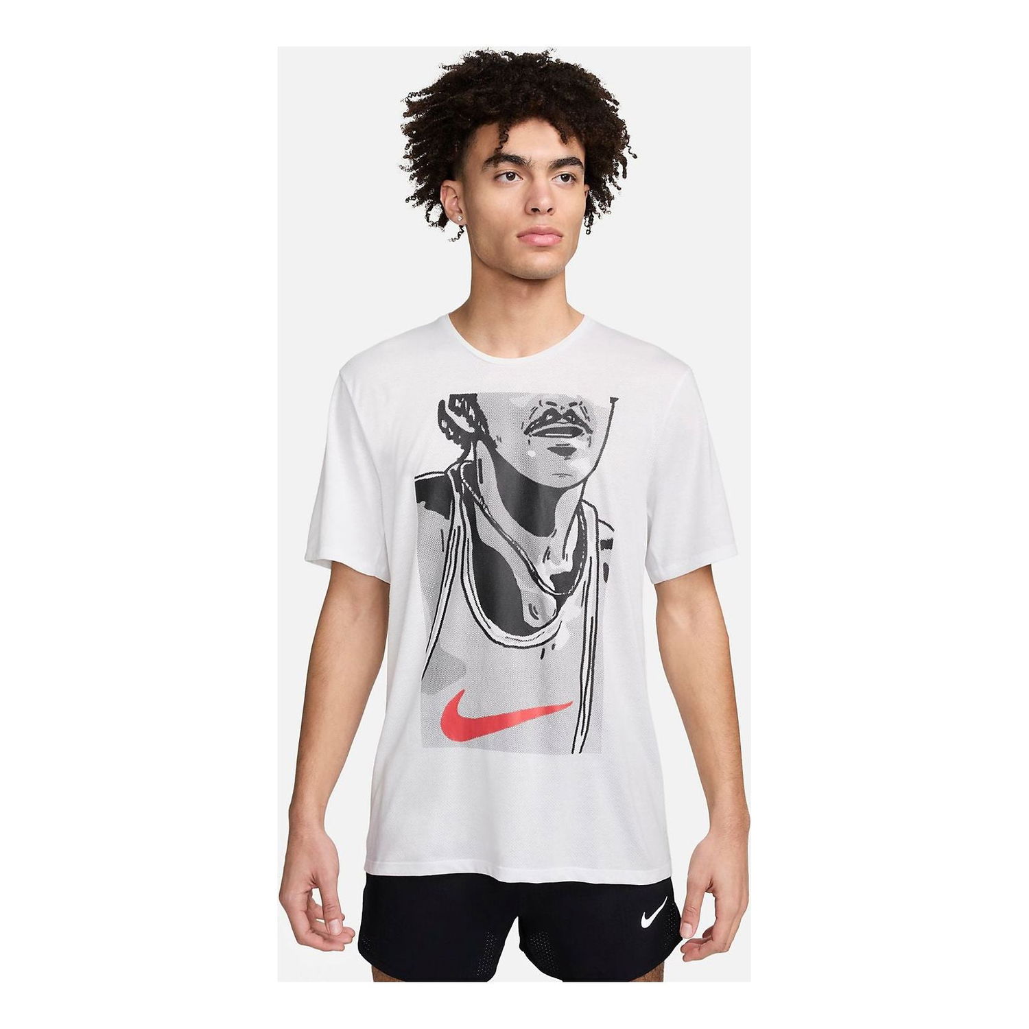 Tričko Nike Men's Printed Running T-Shirt Biela | FN3997-121, 0