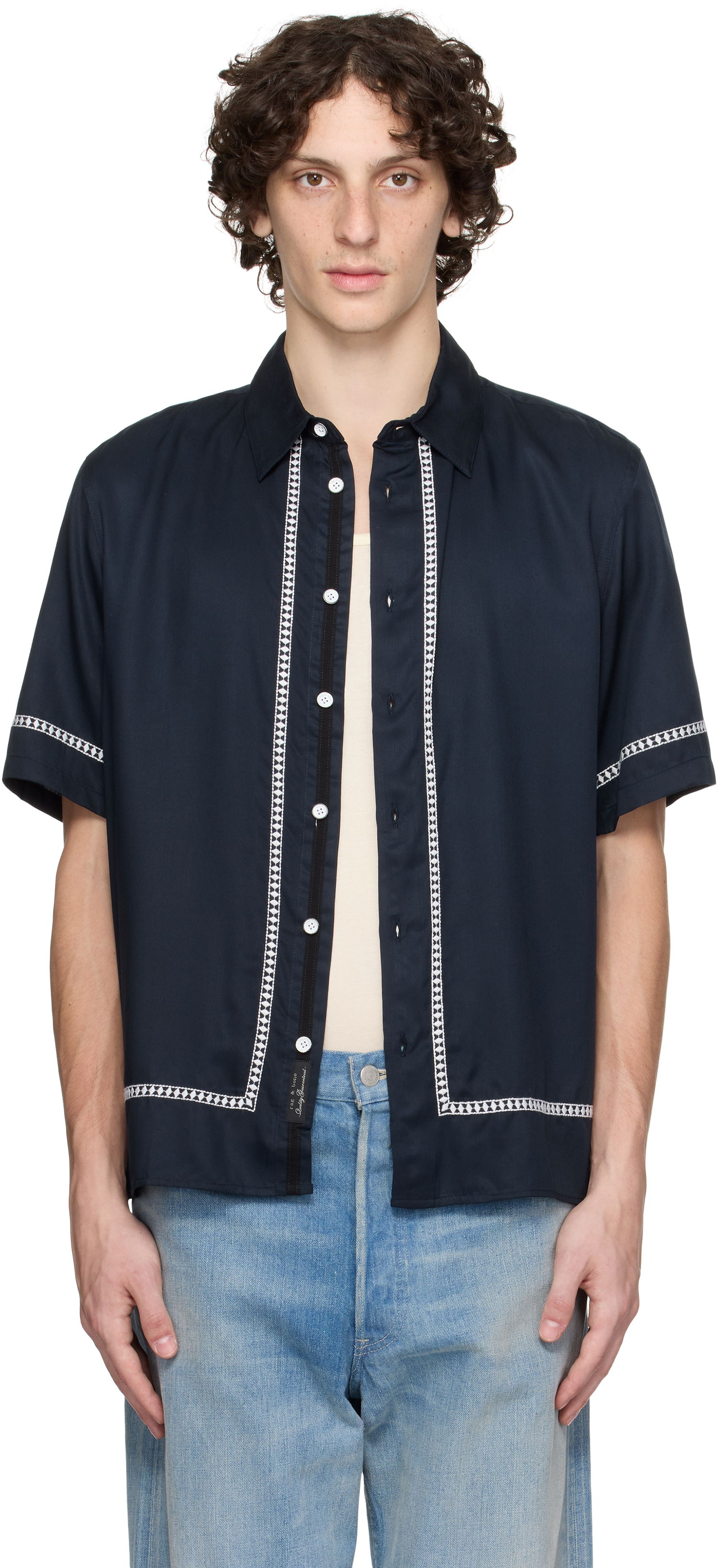Košeľa rag & bone rag & bone Dalton Embroidered Shirt Navy | MBW25PA027SVML, 0