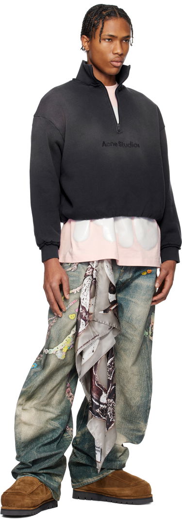 Mikina Acne Studios Acne Studios Cropped Half-Zip Sweatshirt Čierna | AI0161-, 3