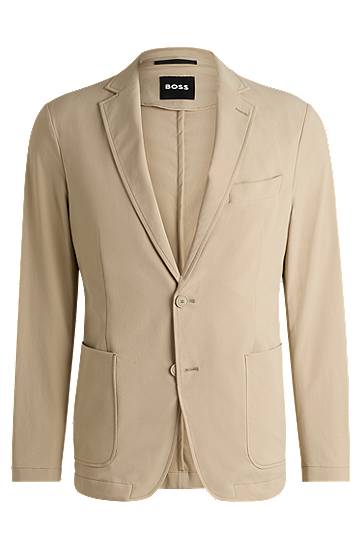 Bunda BOSS BOSS Slim-Fit Travel Stretch Softshell Suit Jacket Béžová | 50538635, 0