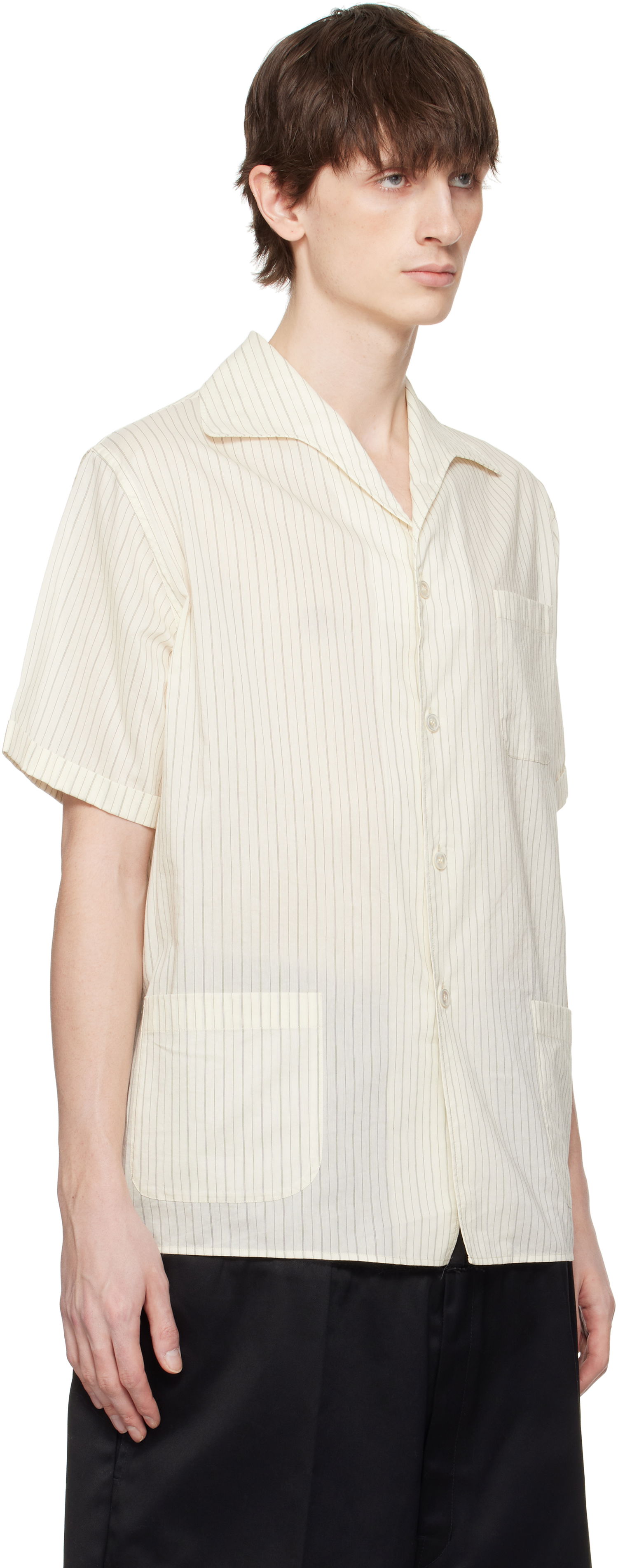 Košeľa Maison Margiela Maison Margiela Pinstriped Camp Collar Shirt Béžová | S50DR0009 M35276, 1