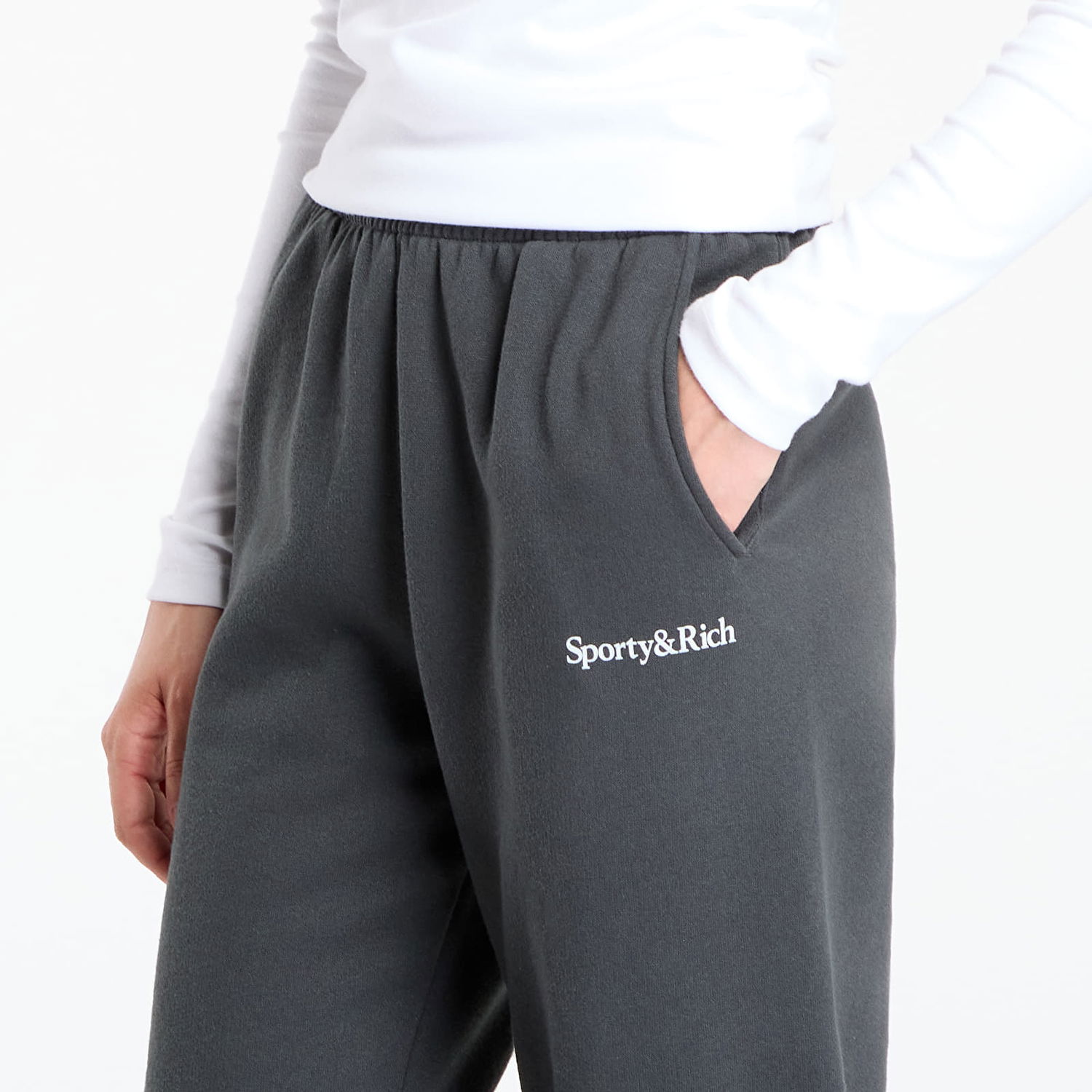 Tepláky Sporty & Rich Serif Logo Soft Sweapant UNISEX Faded Black Čierna | PA050625300BA02, 1