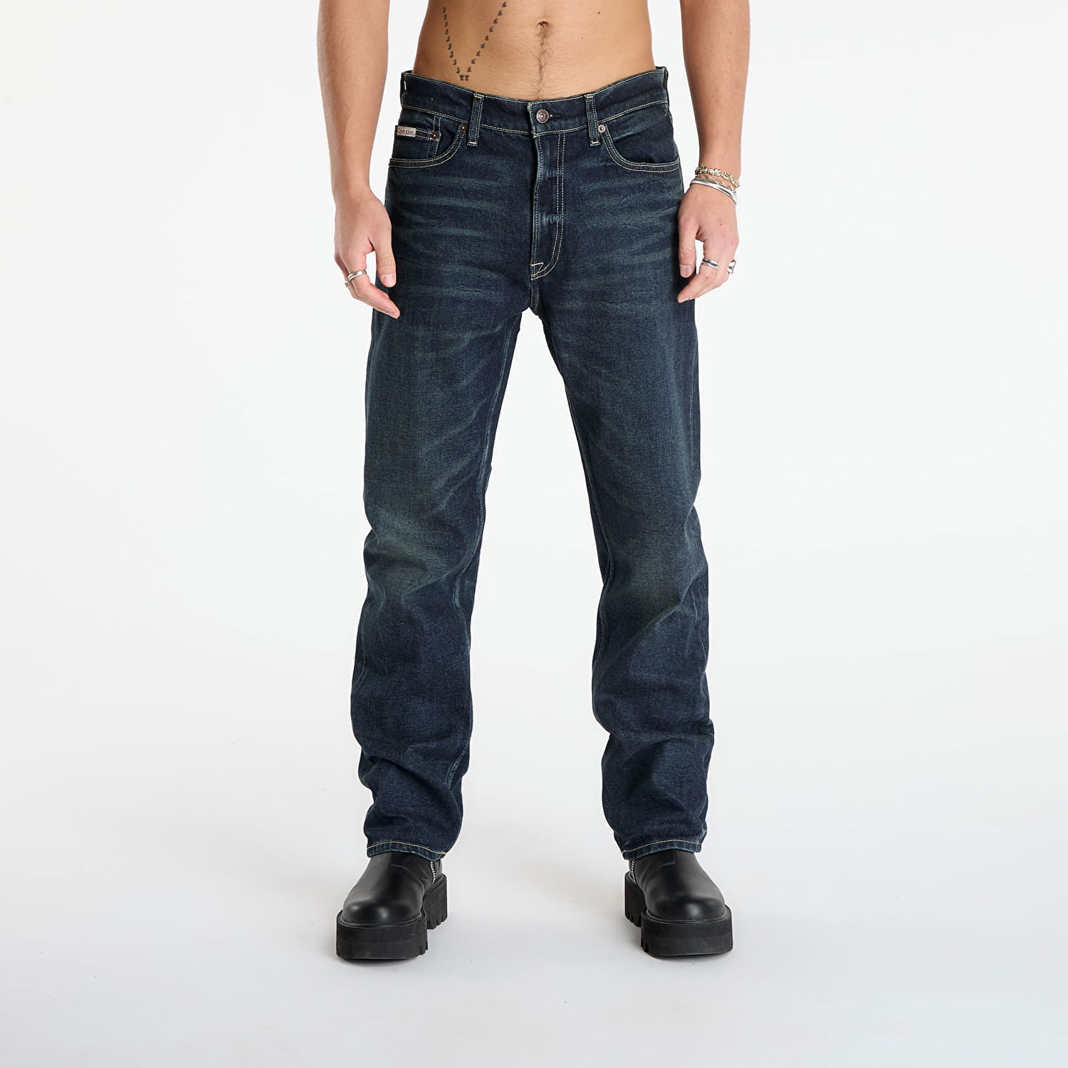 Džínsy CALVIN KLEIN Calvin Klein Jeans Standard Straight Gilded Pants Modrá | LV04RD719G 01P, 0