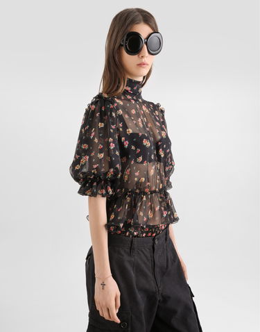 Košeľa Dolce & Gabbana Dolce & Gabbana Small Floral-print Chiffon Top 46 Rôznofarebný | F7BG5TIS10VHN5XT, 3