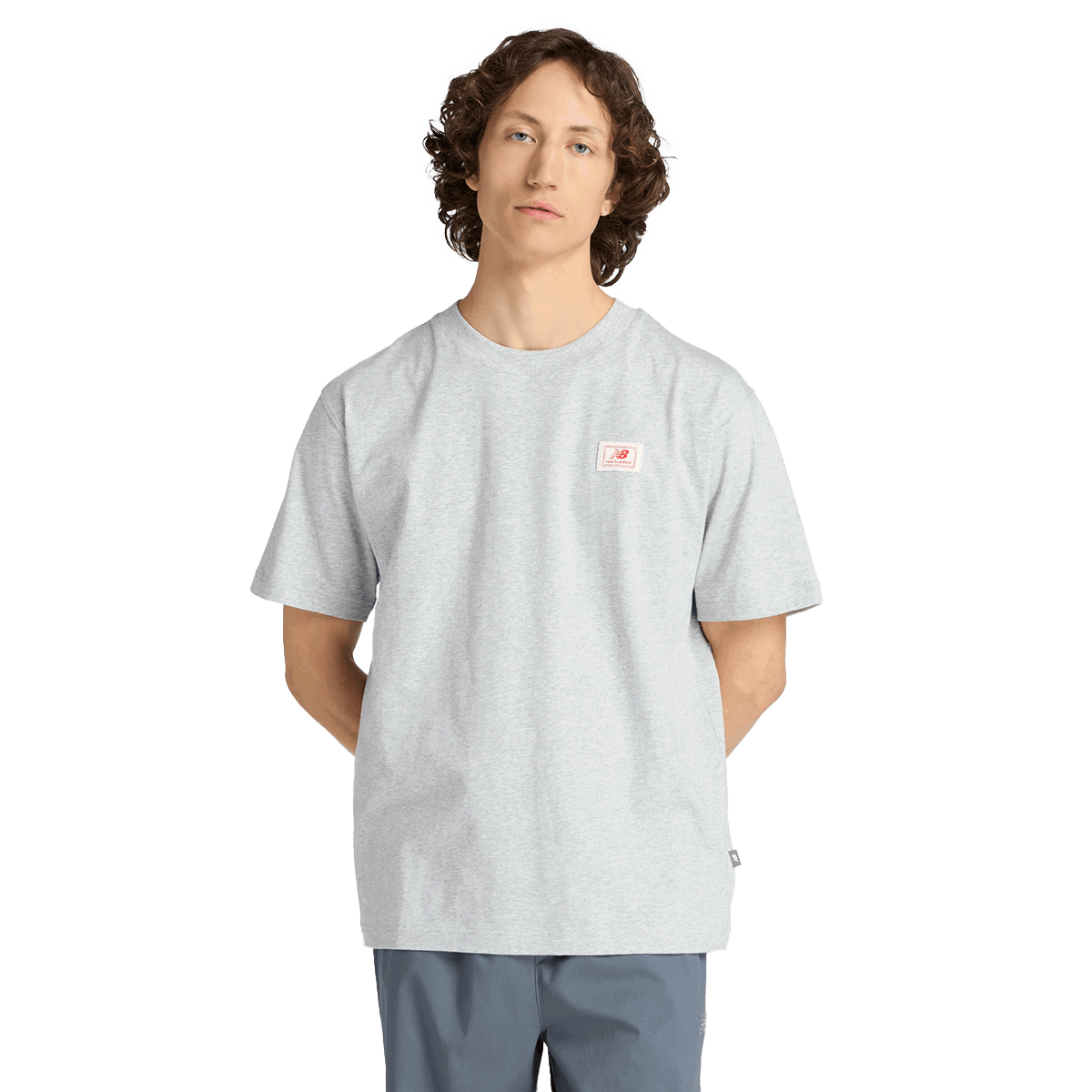 Tričko New Balance T-Shirt Woven Label Šedá | MT53928-AG, 0