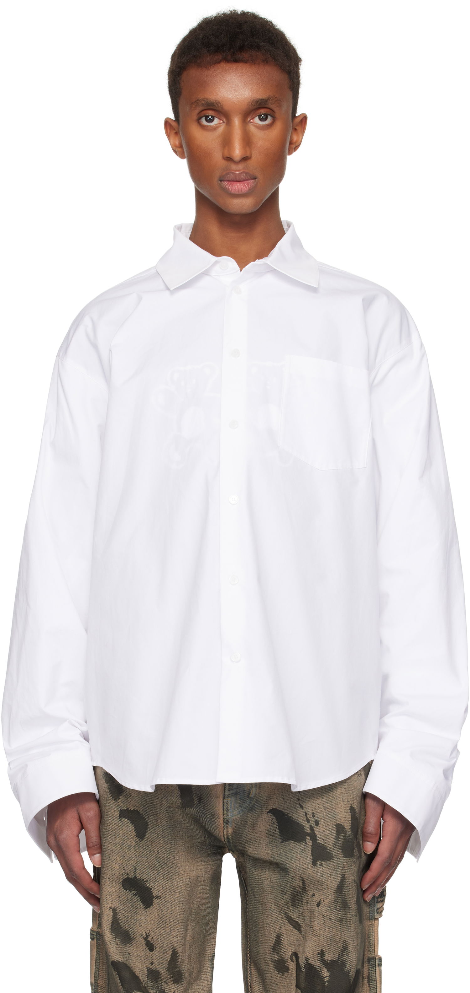 Košeľa We11done We11done Twisted Sleeve Button-Up Shirt Biela | WD-SH3-24-110-U-WH, 0