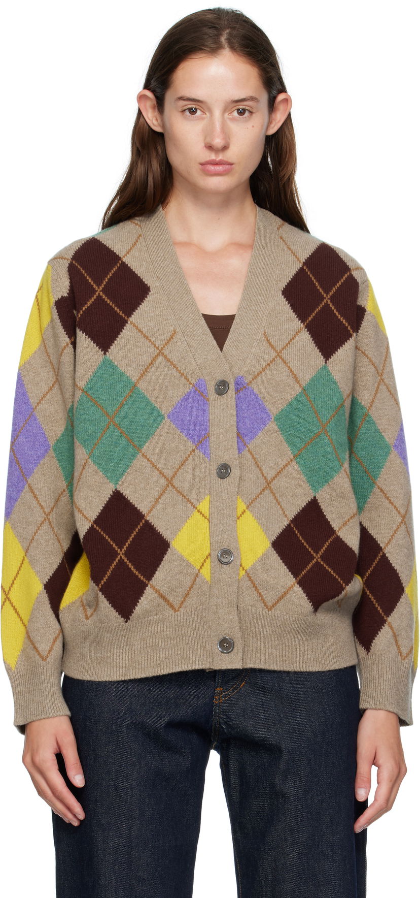 Sveter &Daughter &Daughter Ava Argyle Cardigan Béžová | WL24206