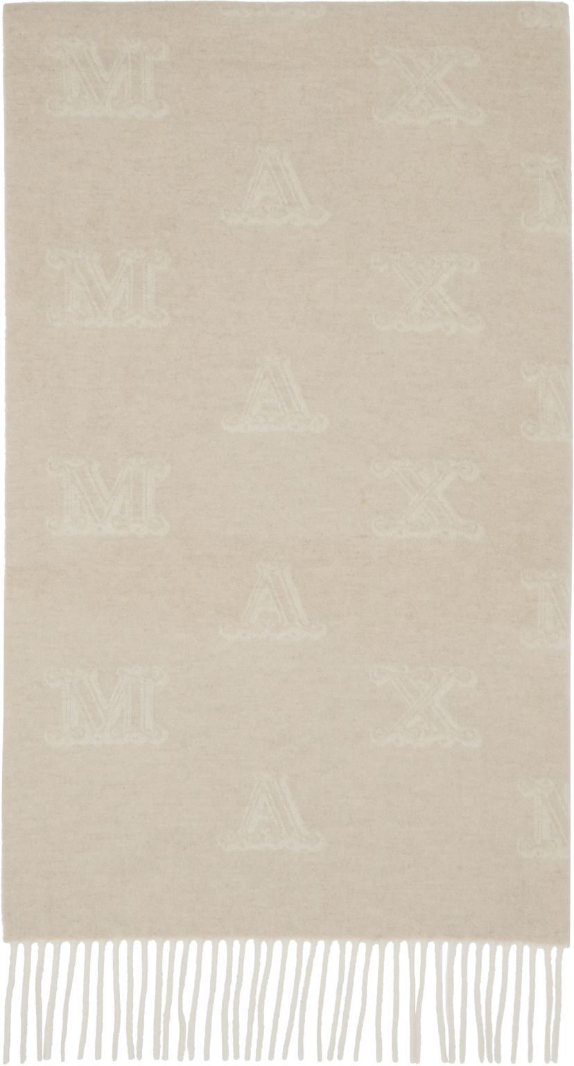 Šál Max Mara Wsklause Monogram Jacquard Fringed Scarf Béžová | 2524546302600