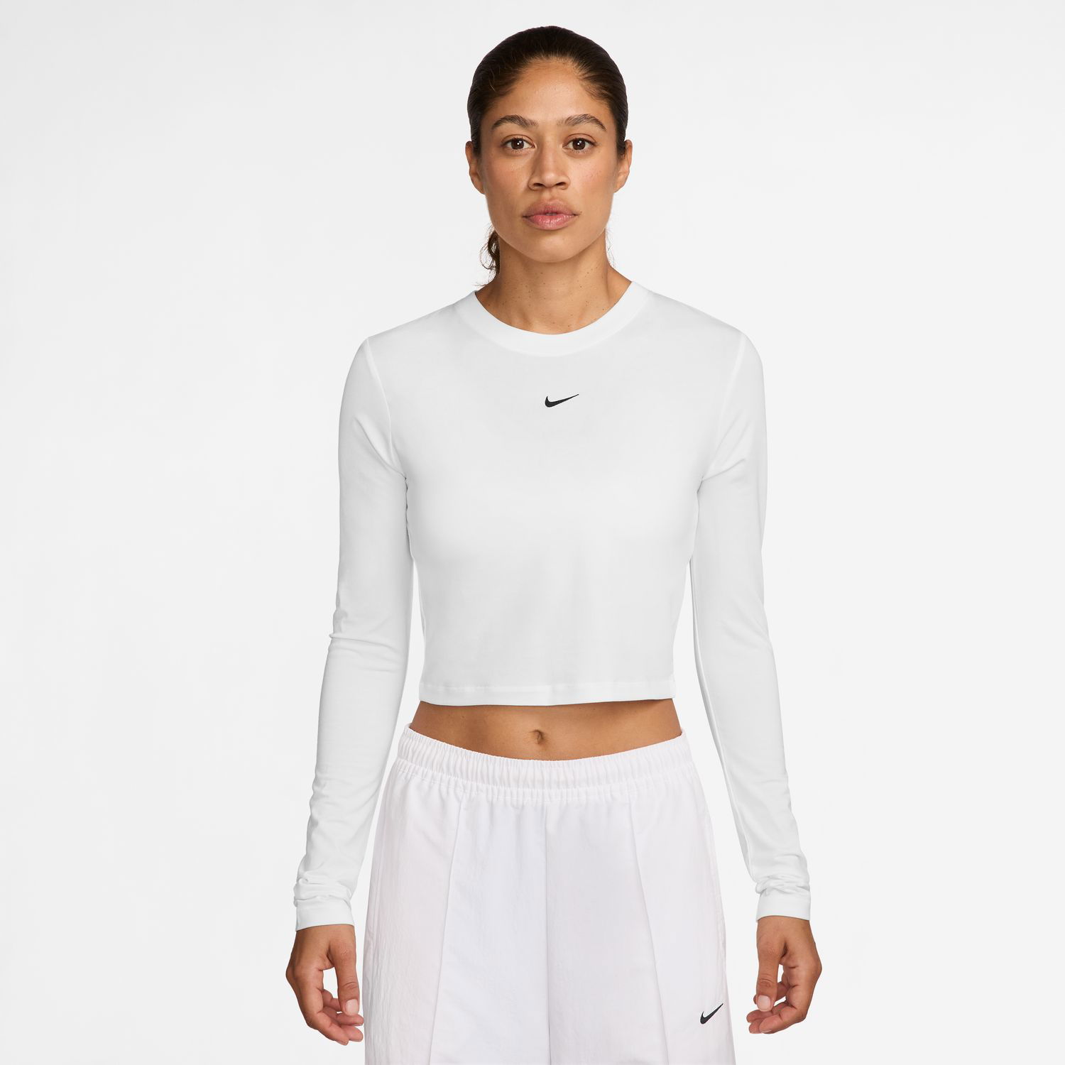 Crop Top Nike Sportswear Chill Knit Slim Long-Sleeve Cropped Top Biela | HF5322-102, 1