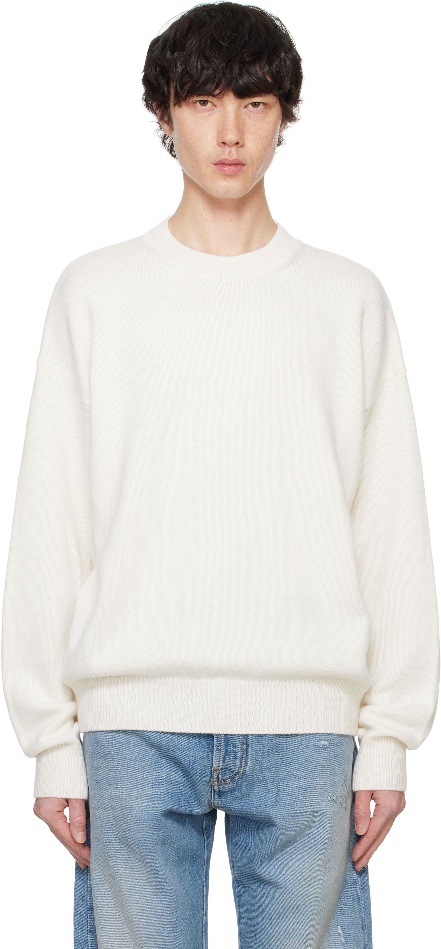 Sveter Palm Angels Monogram Series Knit Sweater Biela | PMHE054F24KNI0020310, 0