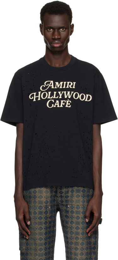 Tričko AMIRI Amiri Hollywood Cafe Distressed T-Shirt Čierna | AMJYTE1176, 0
