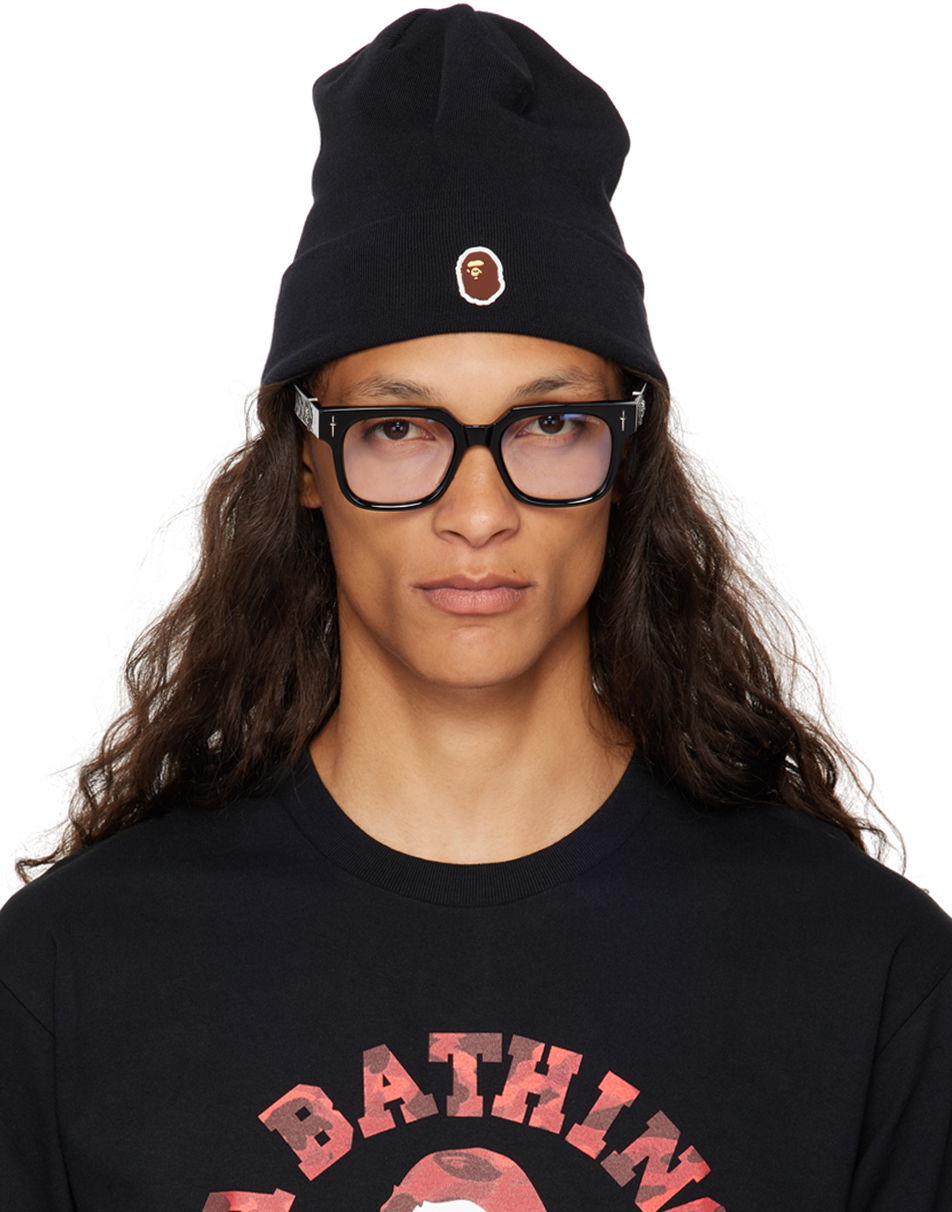 BAPE Black Silicon Ape Head Knit Beanie