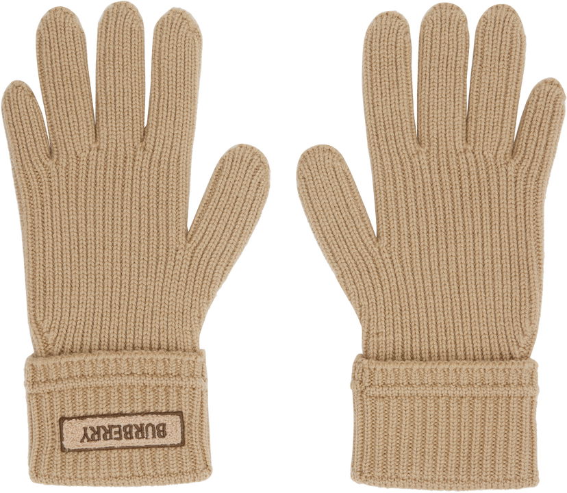 Rukavice Burberry Burberry Wool Gloves with Logo Patch Béžová | 8114594
