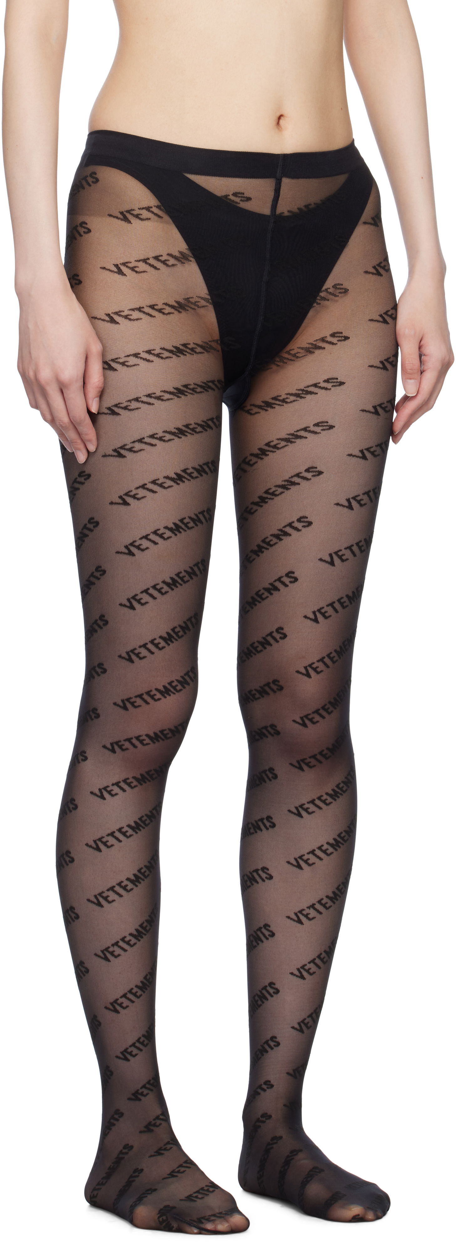 Ponožky VETEMENTS Vetements Wolford Edition Logo Tights Čierna | WA66HO100B, 1