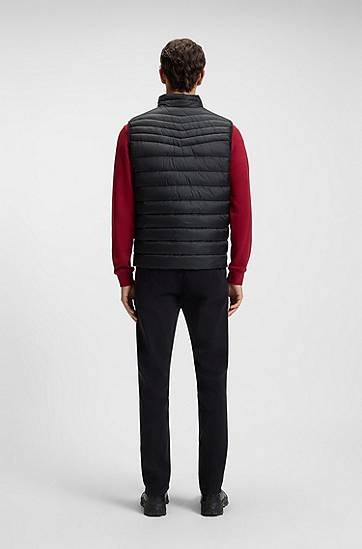 Vesta BOSS Packable Slim-Fit Gilet with Water-Repellent Mixed Quilting Čierna | 50549243, 1