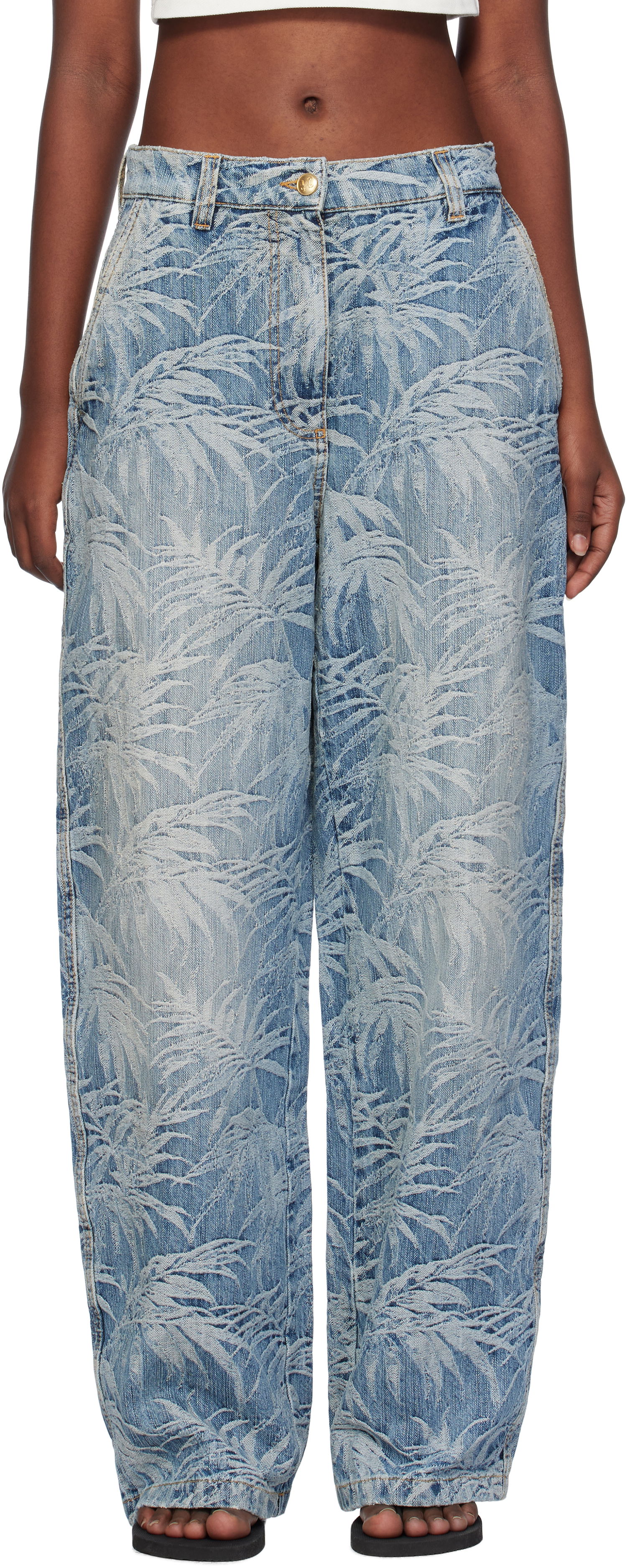 Džínsy Palm Angels Patterned Baggy Jeans Modrá | PWYB027F24DEN0014903, 0