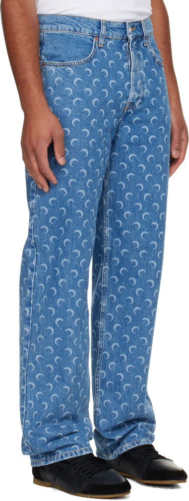 Džínsy Marine Serre Moon Laser Baggy Jeans Modrá | MPA070BCDEN0002, 1
