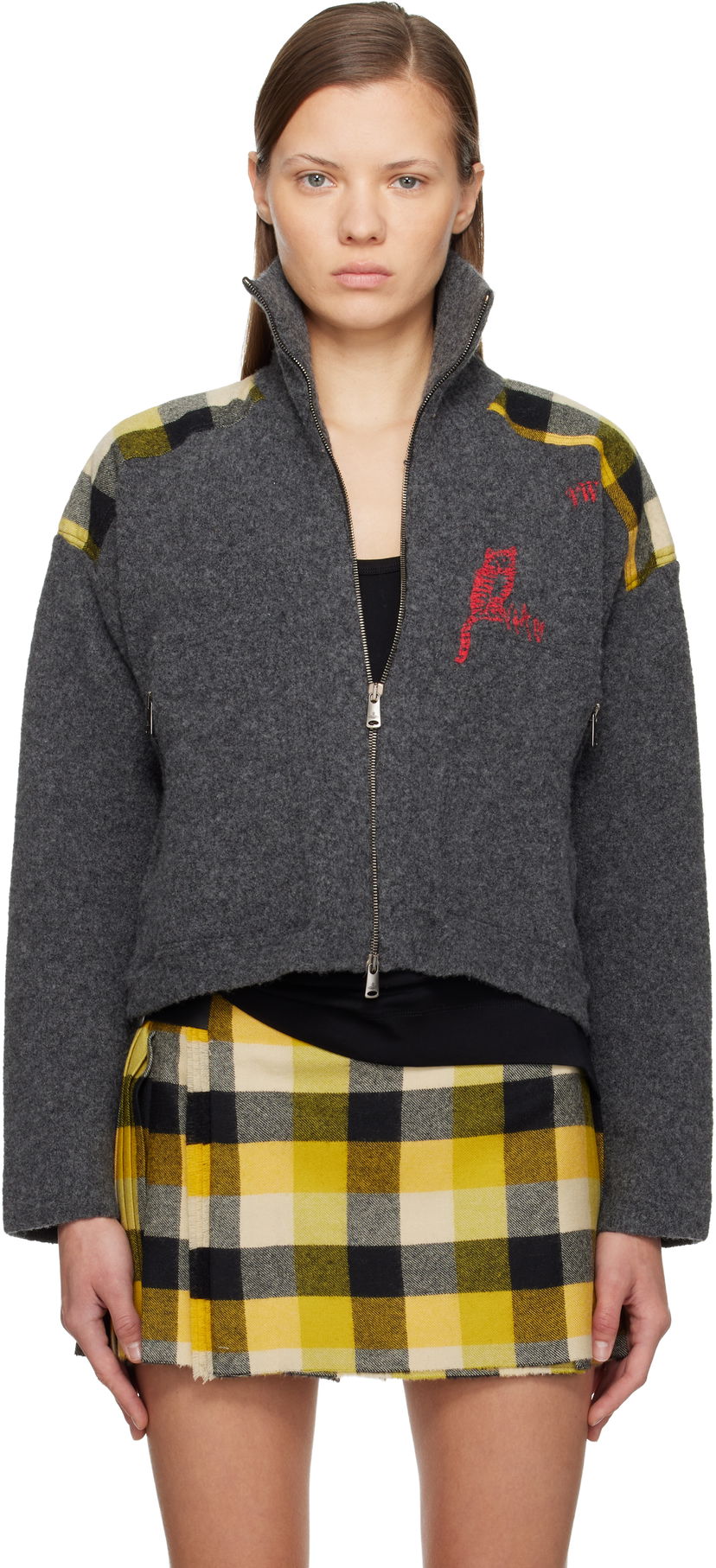 Bunda Vivienne Westwood Vivienne Westwood Logo Plaid-Panel Zip-Up Jacket Rôznofarebný | 1803006Z-Y0042-