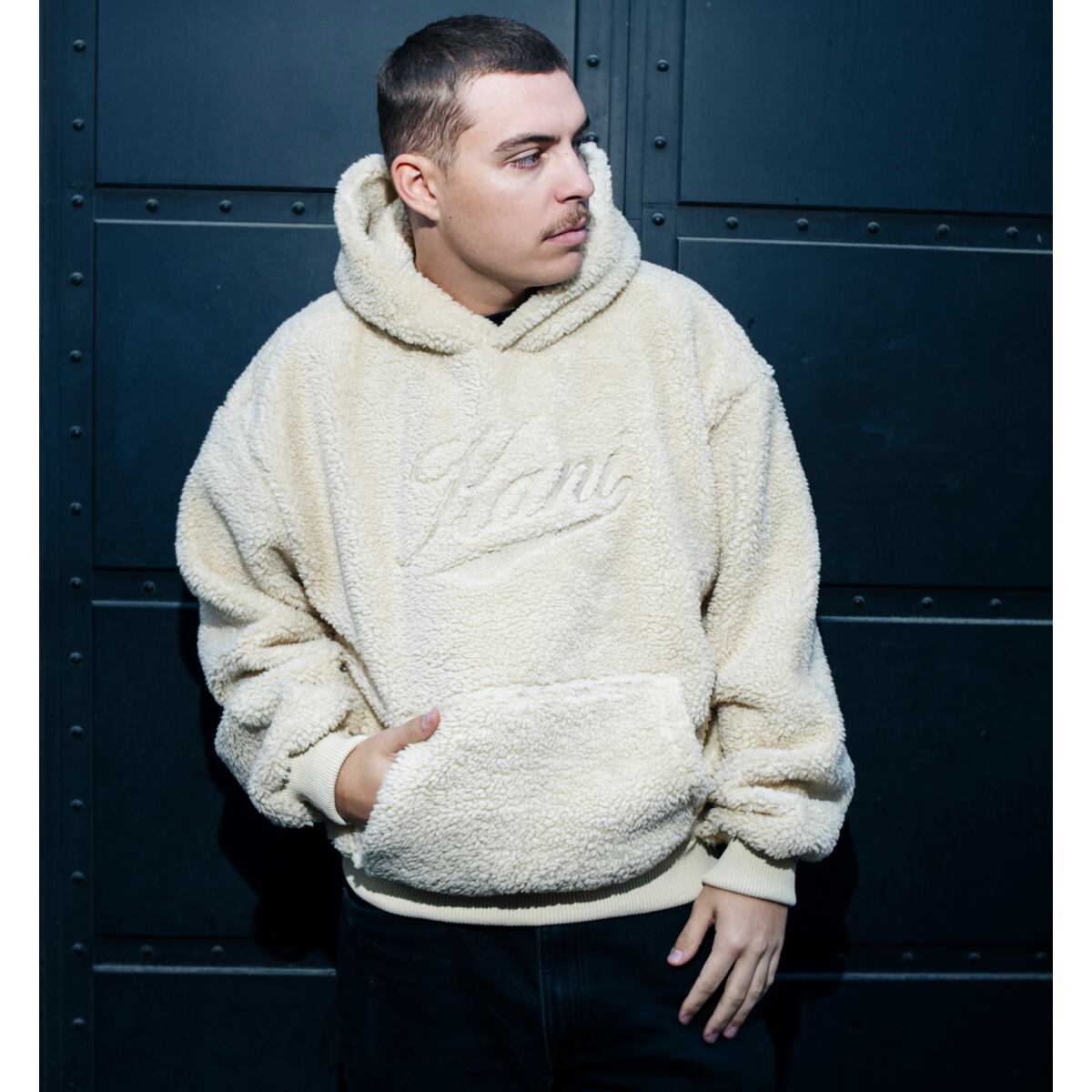 Mikina Karl Kani Cursive Varsity Teddy Os Hoodie Béžová | PD00008925, 0