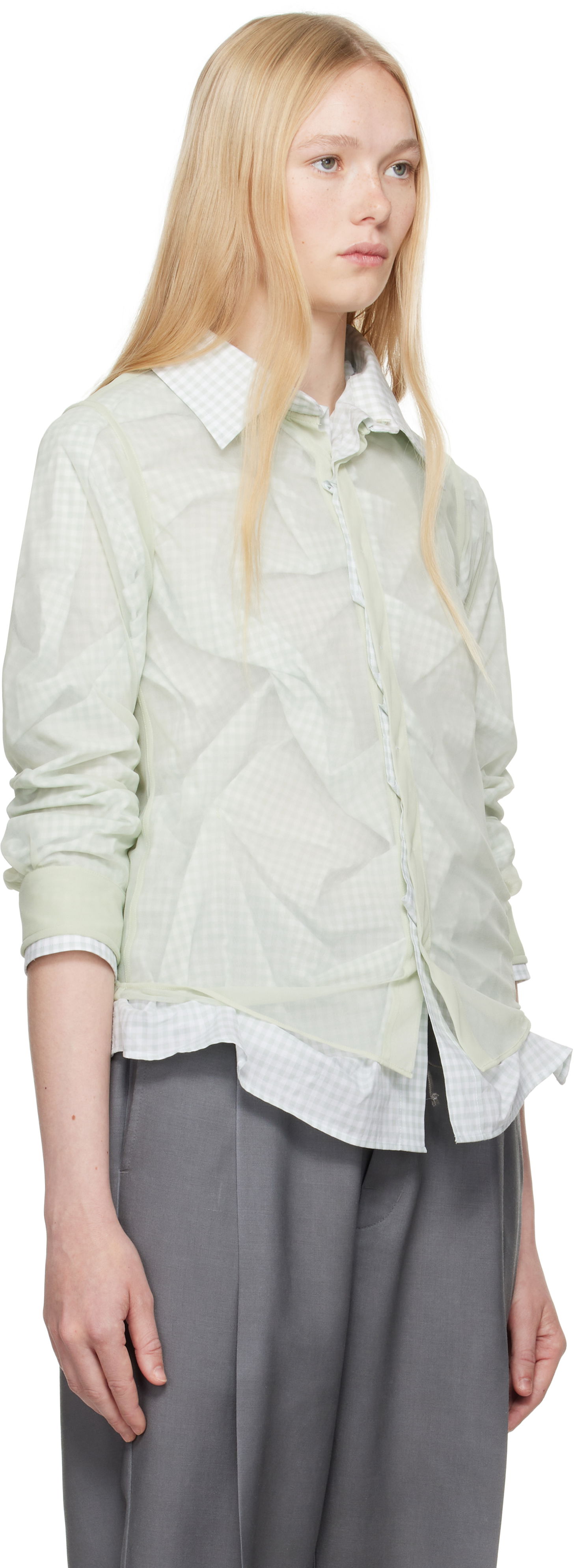 Košeľa Maison Margiela Maison Margiela Layered Gingham Shirt Zelené | S51DT0016 MTJ024, 1