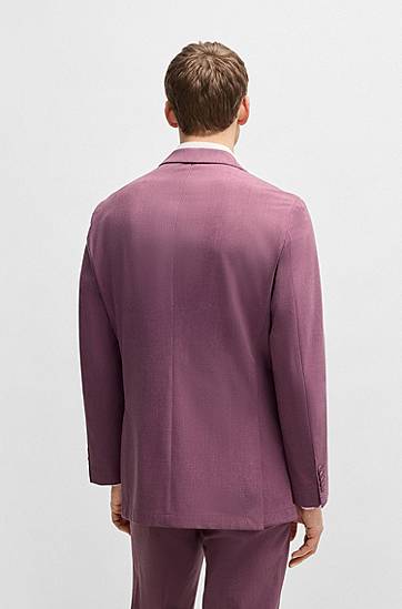 Bunda BOSS BOSS Slim Fit Micro-Patterned Stretch Suit Jacket Fialová | 50535038, 1