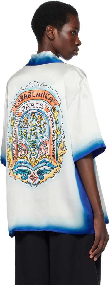Košeľa Casablanca Casablanca Casa Way Skate Short Sleeve Silk Shirt Biela | U-WS25-SH-003-03, 2