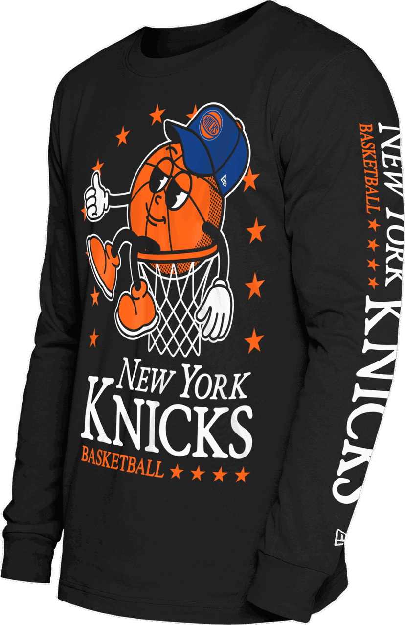 Tričko New Era New York Knicks NBA Long-Sleeve Graphic Tee Čierna | 60661631-60661631