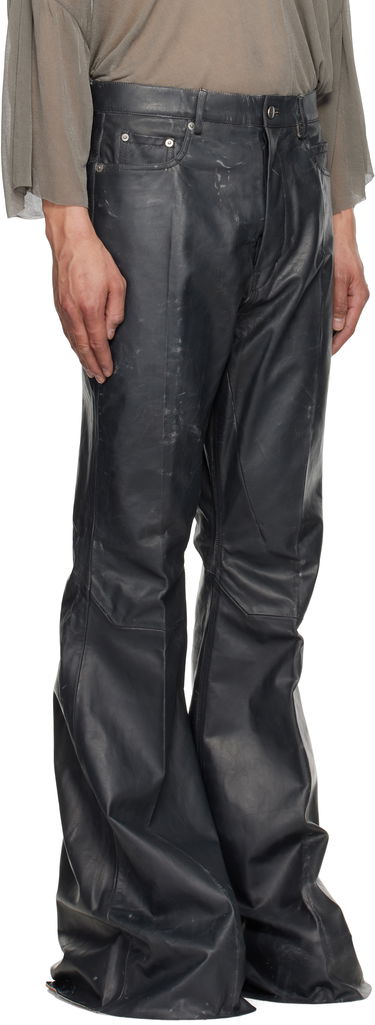Nohavice Rick Owens Rick Owens Hollywood Bolan Bootcut Leather Pants Čierna | RU01E5335 LTP, 1