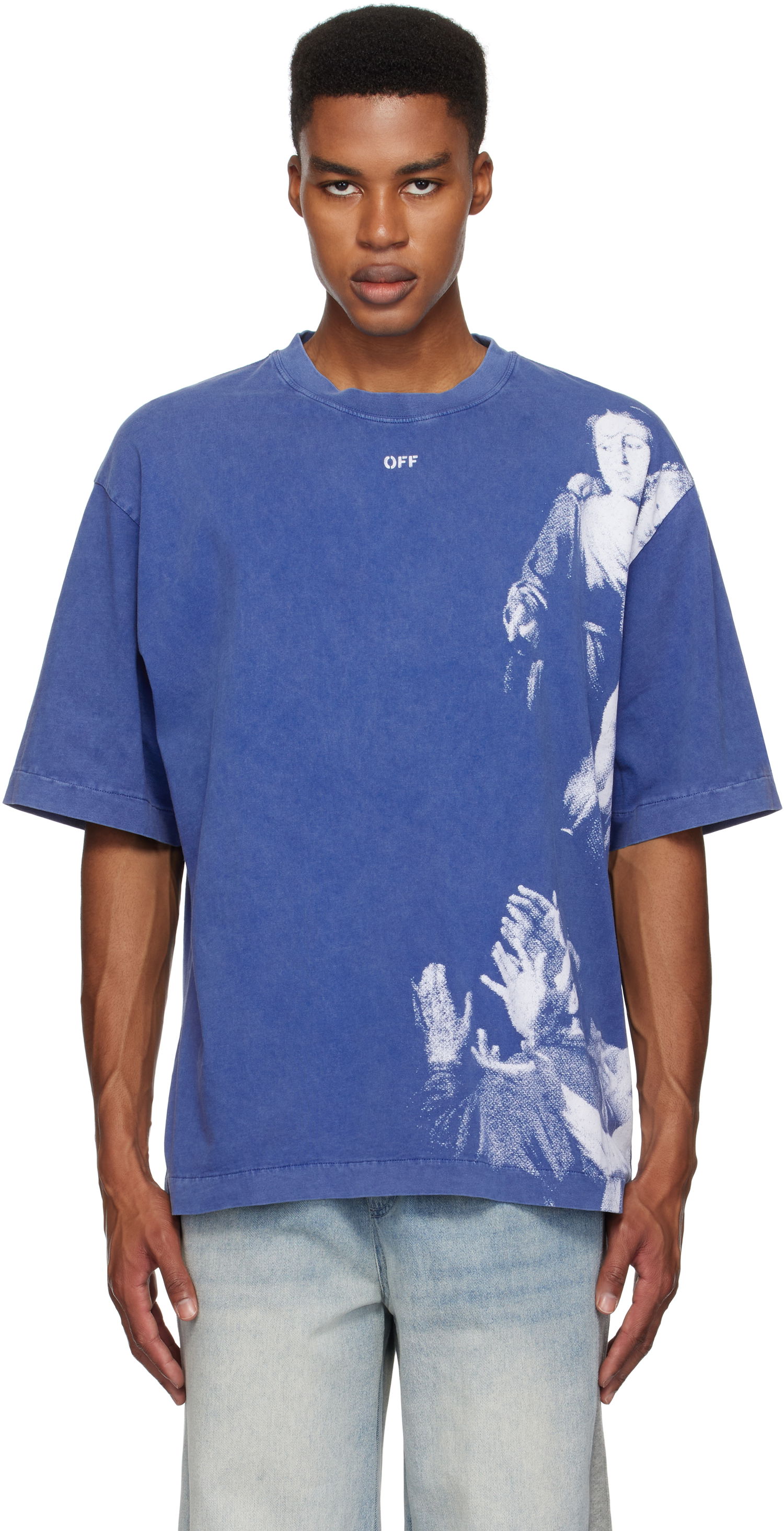 Tričko Off-White Blurred Mary Skate T-shirt Modrá | OMAA120F24JER0094501, 0