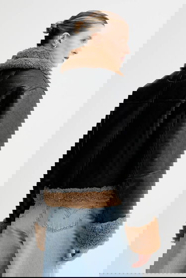 Bunda STAND STUDIO Kia Transitional Oversize Faux Fur Jacket Čierna | 66575.9412, 2