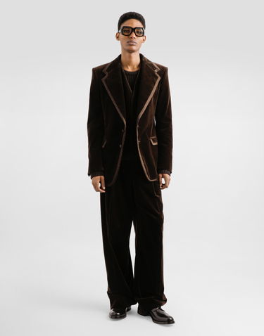 Bunda Dolce & Gabbana Dolce & Gabbana Single-Breasted Velvet Jacket Hnedá | G2VP0TFUVG7M0937, 1
