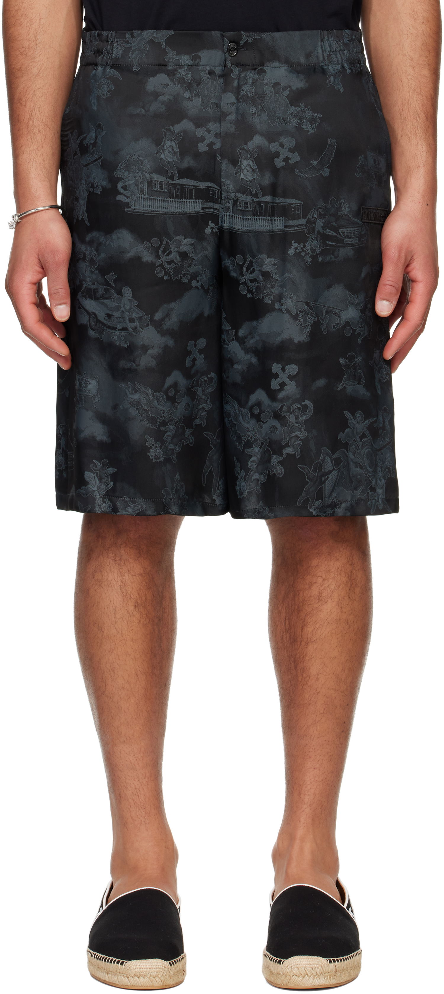 Šortky Off-White Off-White Jacquard Fresco Bowling Shorts Čierna | OMCB092S25FAB0020200, 0