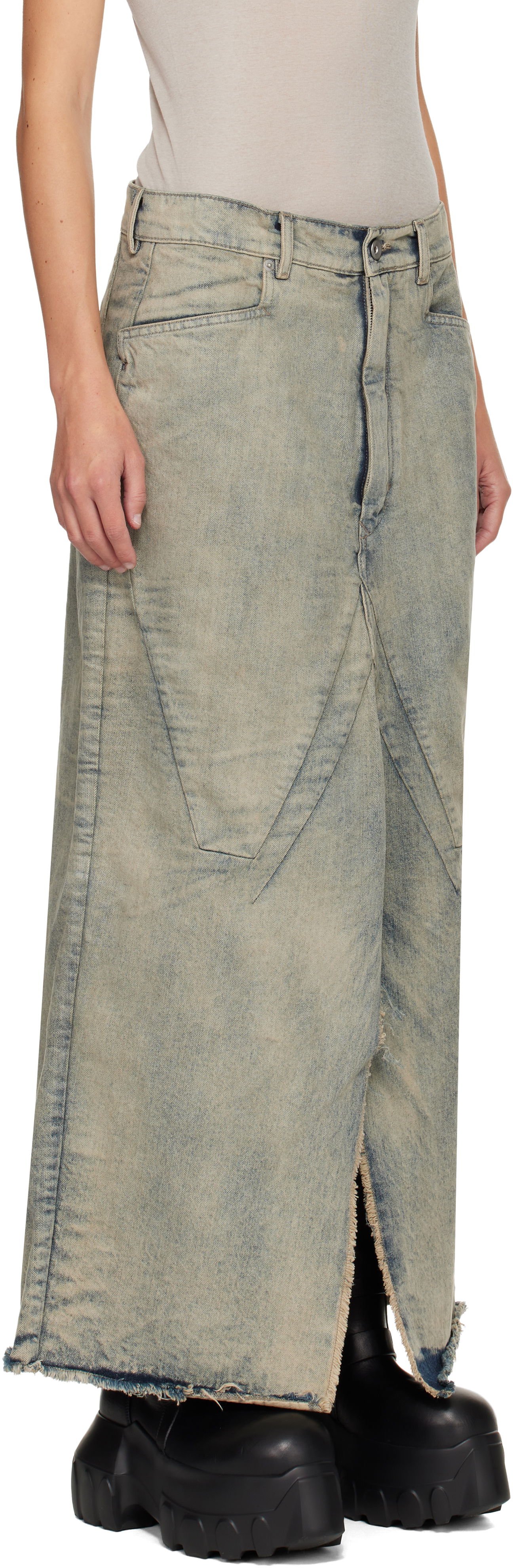 Sukňa Rick Owens Rick Owens Concordians Long Slivered Denim Midi Skirt Modrá | RP02E4367 DWG, 1