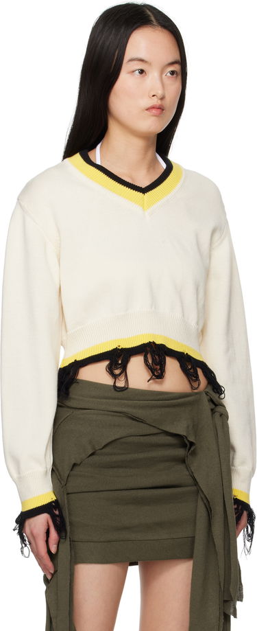 Sveter Ottolinger Ottolinger Cropped V-Neck Sweater Biela | 107-101507-02, 1