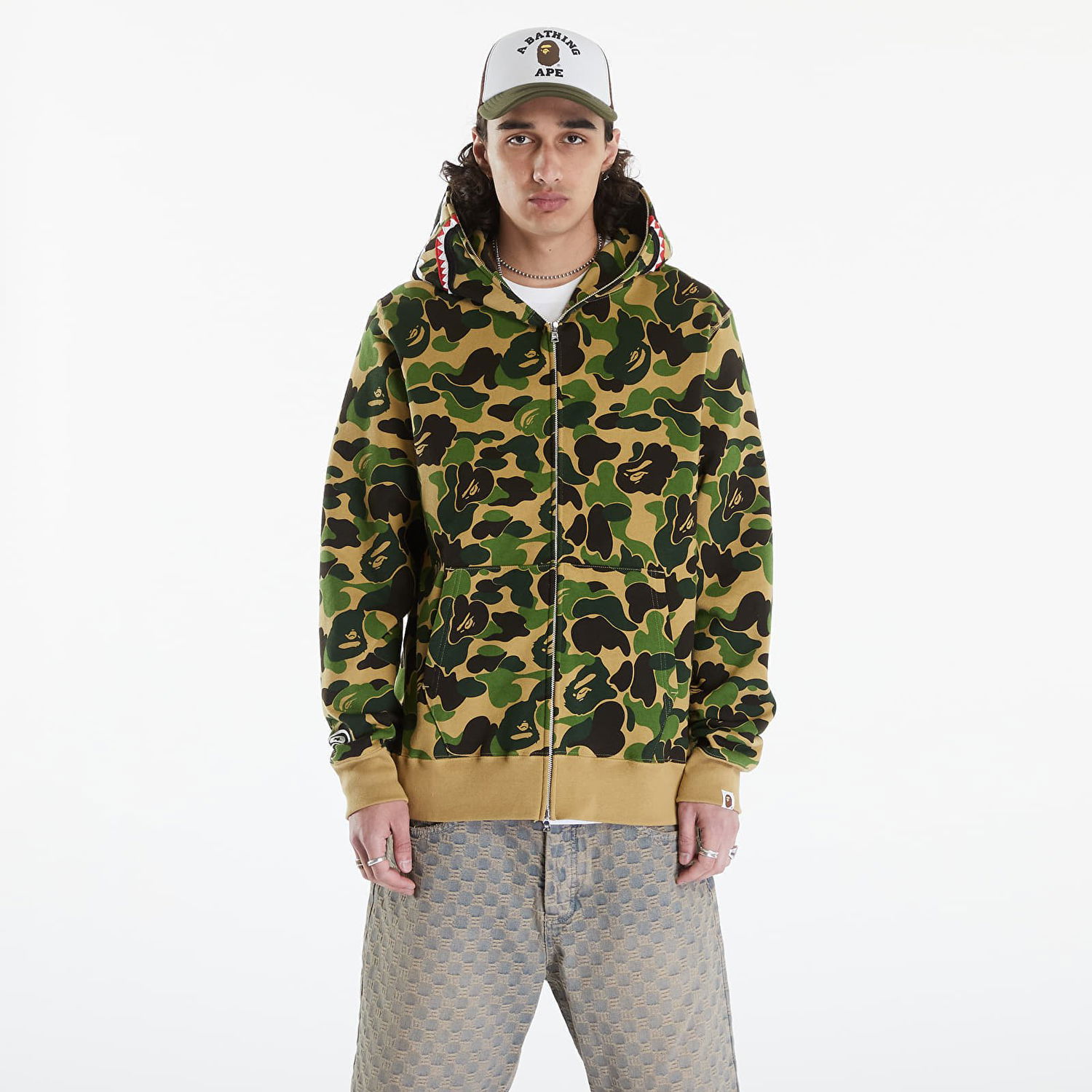Mikina BAPE Abc Camo Shark Full Zip Hoodie Zelené | 001ZPK301005M GRN, 0