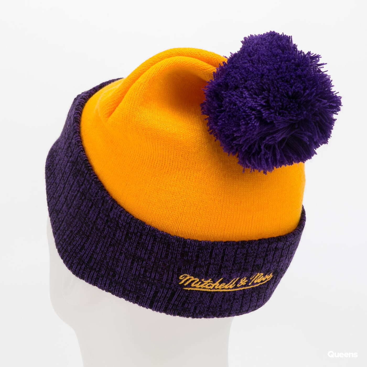 Hat Two Tone Pom Beanie LA Lakers Yellow