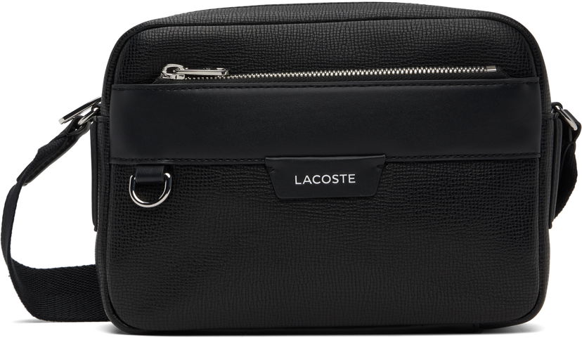 Taška cez rameno Lacoste Ossian Leather Reporter Bag Čierna | NH5048OI_000